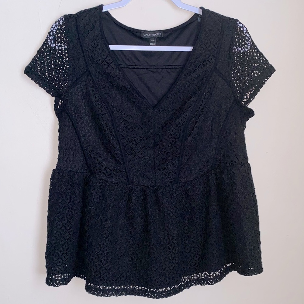 Lane Bryant Lace Black Babydoll Blouse - 14/16